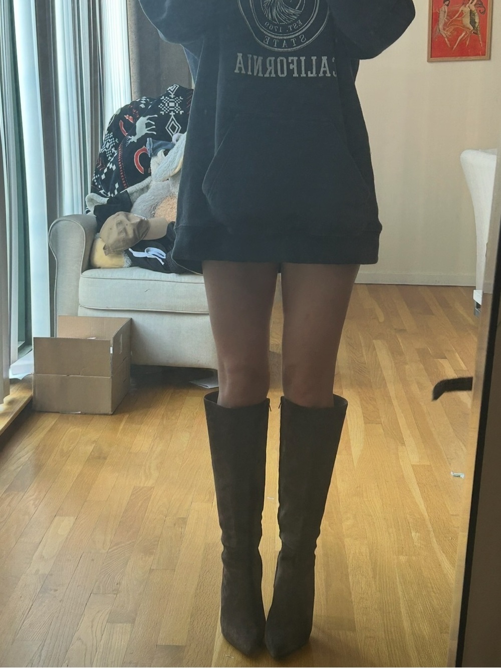 Black Knee-High Pointed Toe Boots